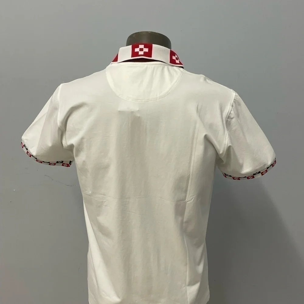 Deniko shirt polo white modern fit 3 button top - Picture 3 of 3